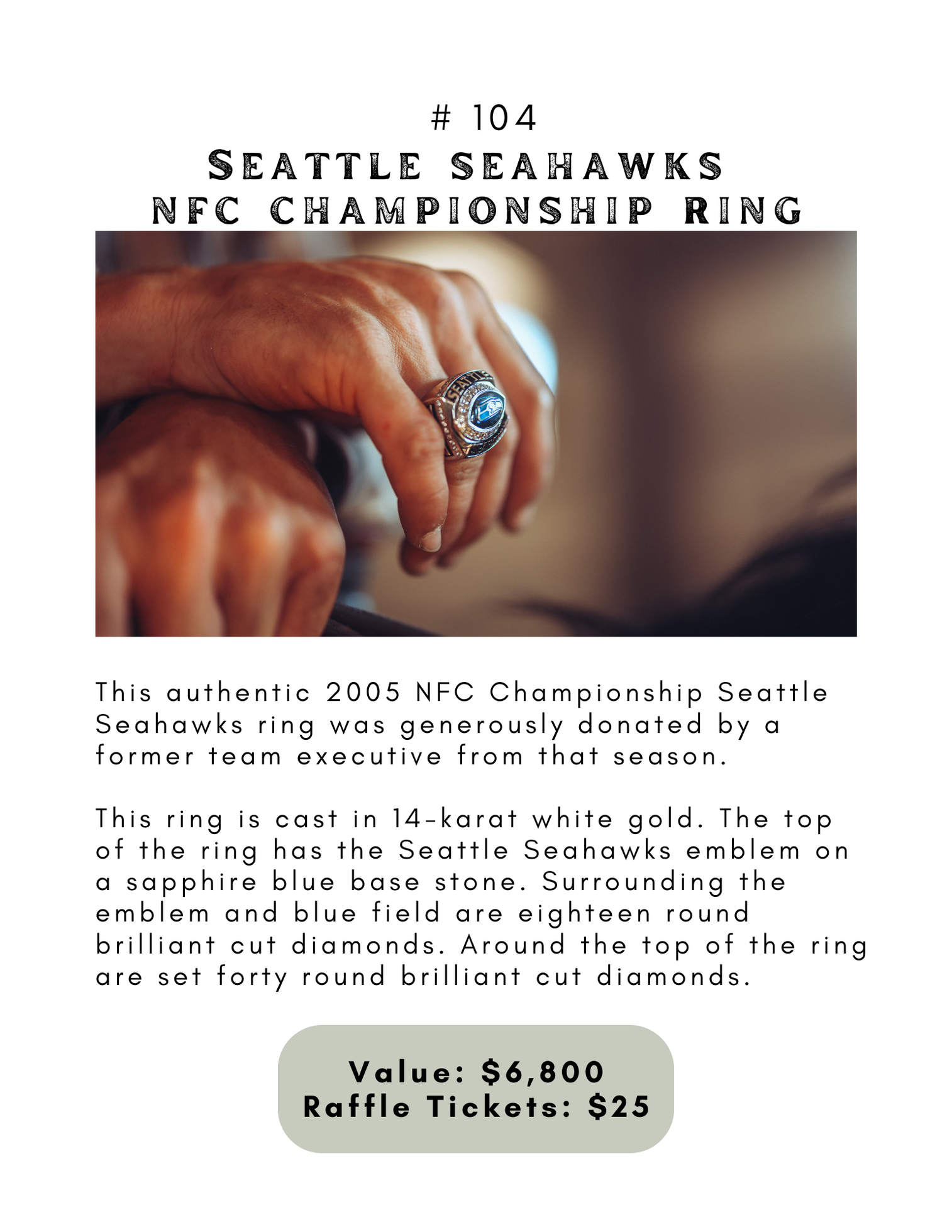 Seattle seahawks  NFC championship ring